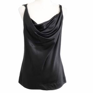 DKNY BLACK SILK BLEND COWL NECK FORMAL TANK TOP - 4